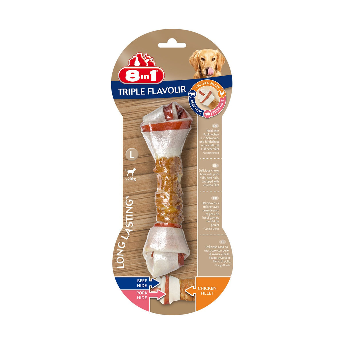 8in1 Flavours Triple Flavour Bones Osso Triplo Gusto Da Masticare Per Cani