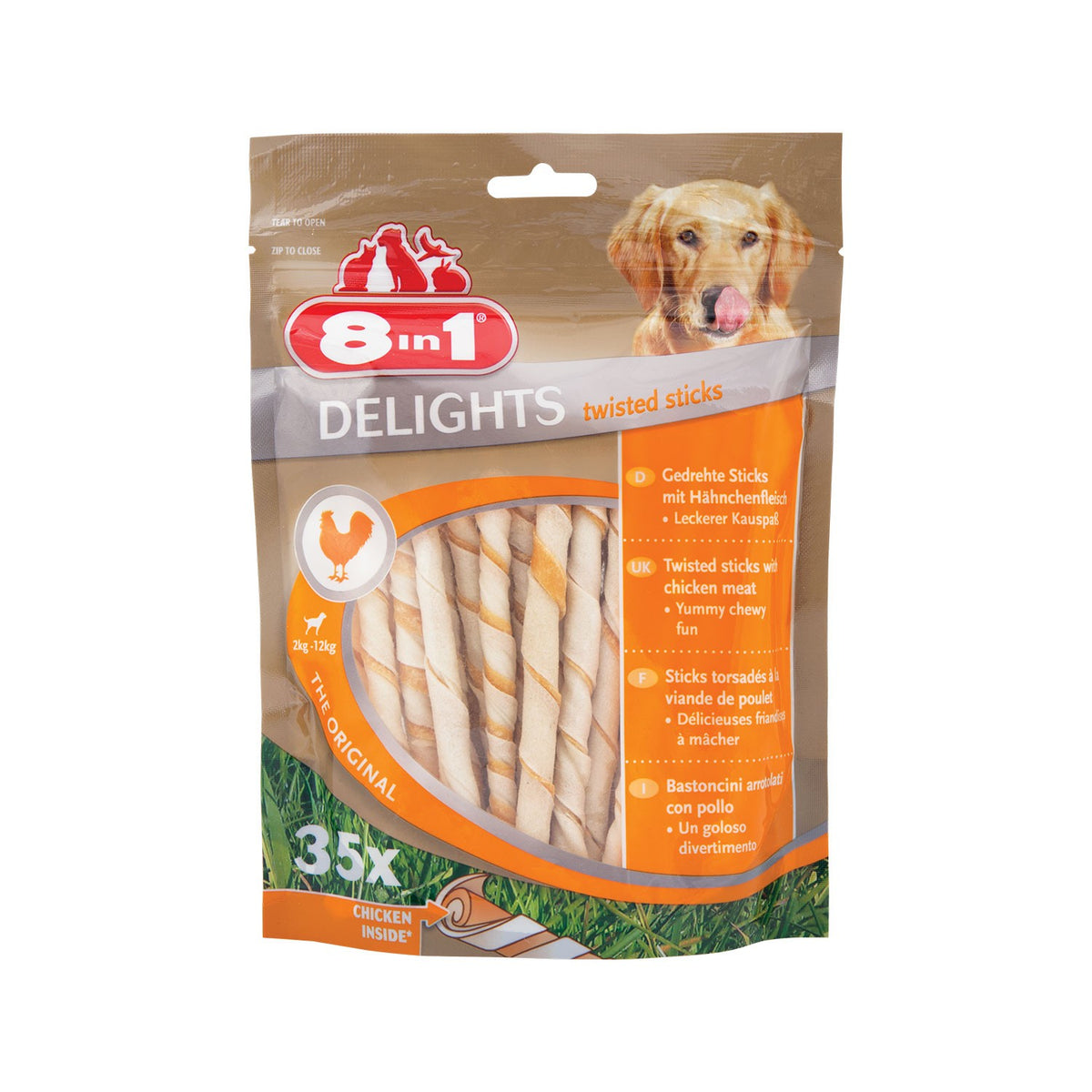 8in1 Delights Chicken Twisted Sticks Bastoncini Arrotolati Al Pollo Da Masticare Per Cani