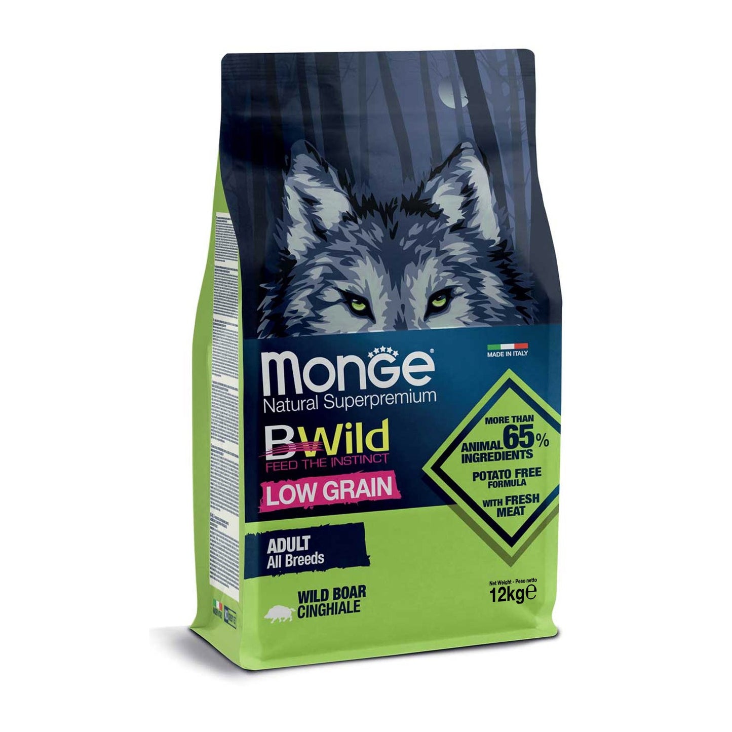 Monge BWild Low Grain All Breeds Adult Boar Crocchette Con Cinghiale Per Cani Adulti
