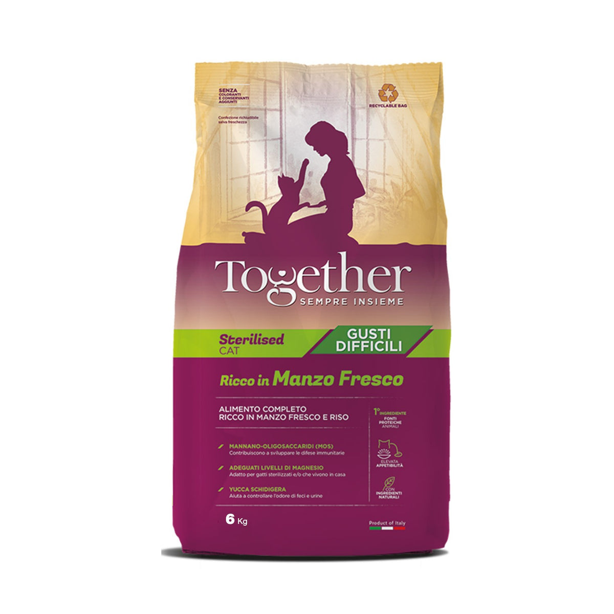 Together Cat Adult Sterilized Gusti Difficili Crocchette Al Manzo Fresco Per Gatti Adulti Sterilizzati