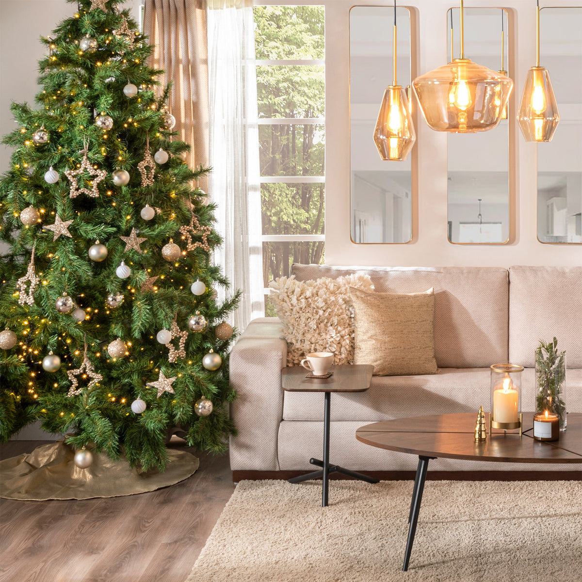 Albero di Natale Extra Folto e Realistico, Naturale in PVC di Alta Qualità, Facile da Montare con Base Stabile, Rami Fitti per Decorazioni Natalizie di Grande Impatto
