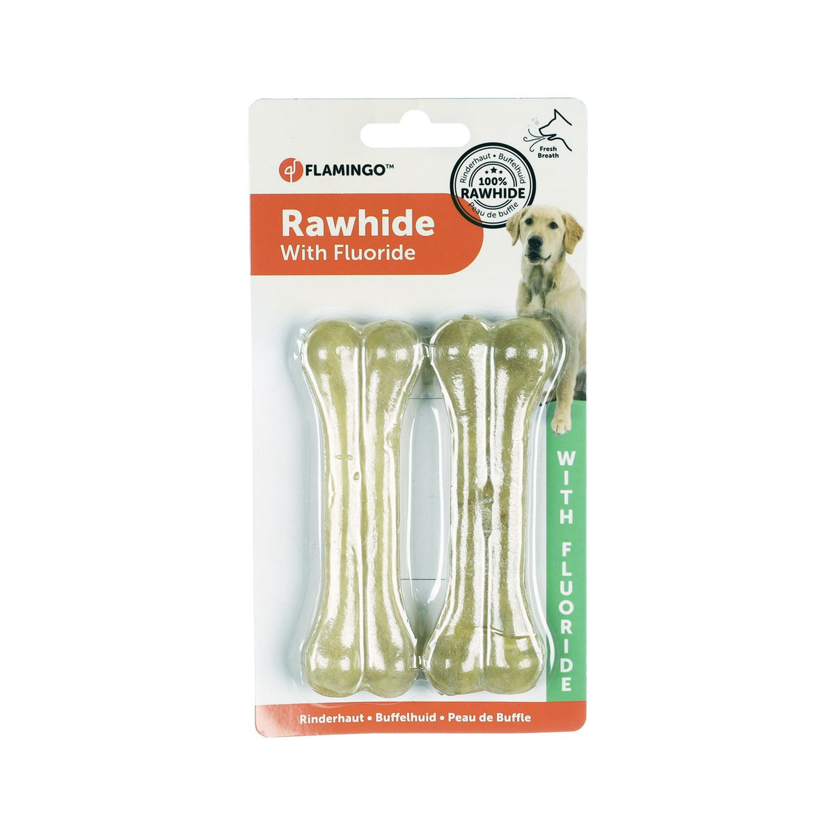 Flamingo Snacks R'Hide Dental Osso Per La Cura Dentale Di Cani Adulti Di Tutte Le Taglie 11,5cm 40gr / 2pz 80gr