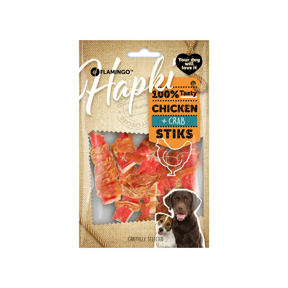 Flamingo Snacks Hapki Bastoncini Con Pollo & Granchio Per Cani Adulti Di Tutte Le Taglie 85gr