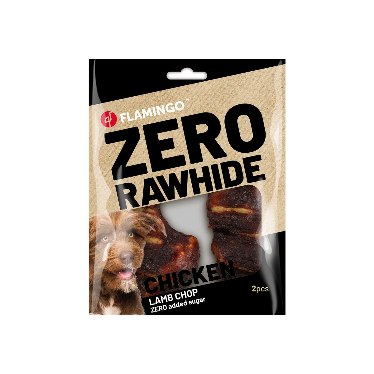 Flamingo Snacks Zero Rawhide Braciola Con Pollo & Agnello Per Cani Adulti Di Tutte Le Taglie 40gr/2 pzs 80gr
