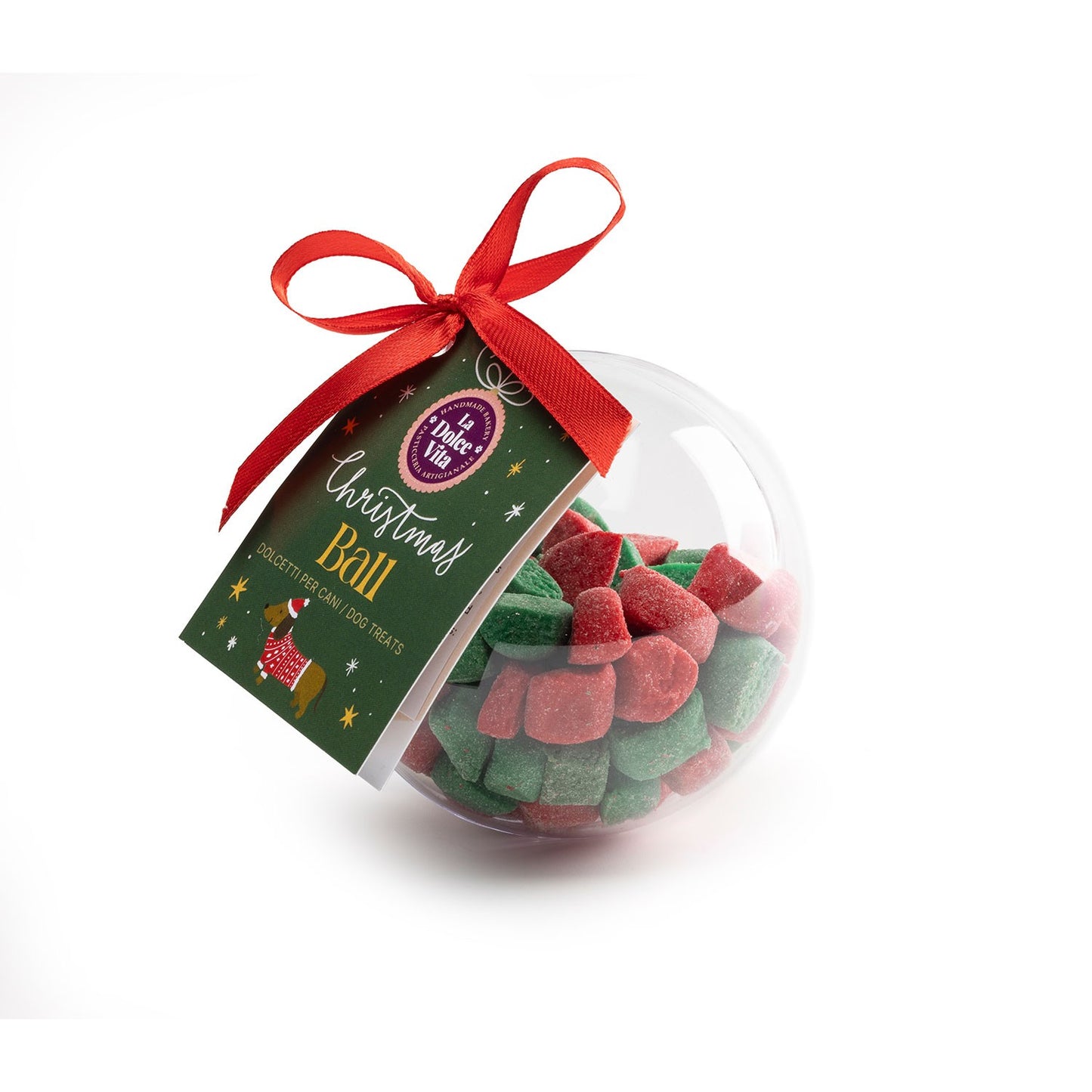 LeoPet La Dolce Vita Christmas Ball Palla Di Natale Con Biscottini Per Cani Di Tutte Le Taglie 90gr