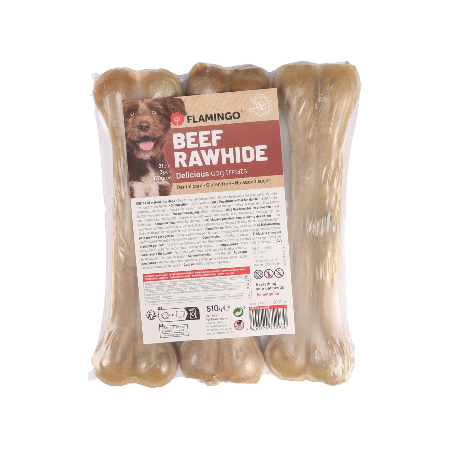 Flamingo Snacks R'Hide Osso Senza Glutine Per Cani Adulti Di Tutte Le Taglie 21cm 170gr / 3pz 510gr