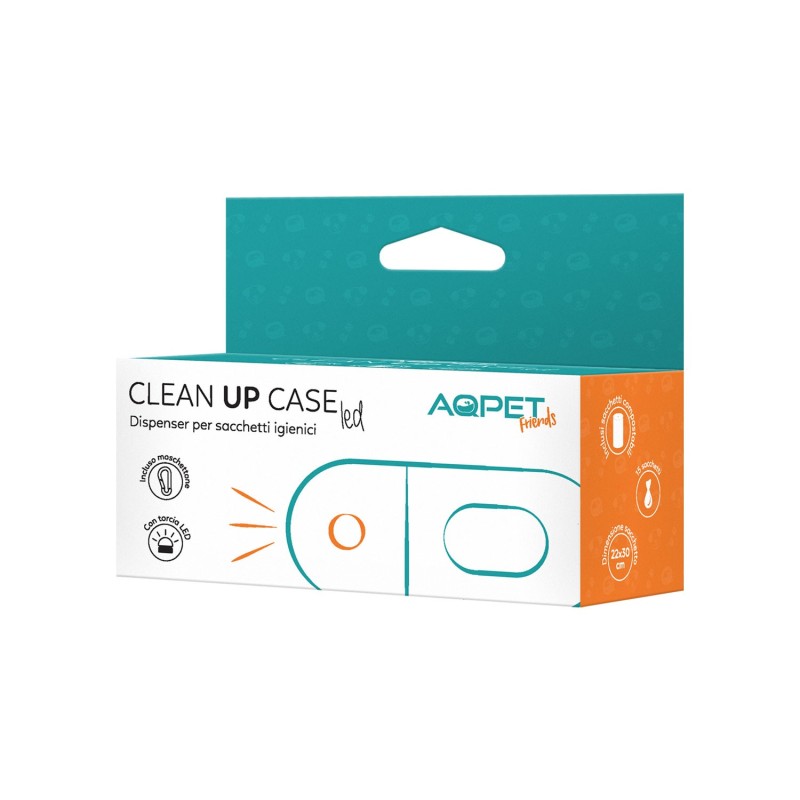 AqpetFriends CleanUp Case Led Dispenser Per Sacchetti Igienici Con Torcia Led