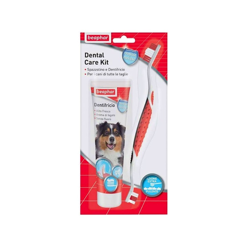 Beaphar Dental Care Kit Dentifricio e spazzolino per la pulizia dentale del cane