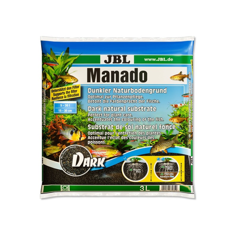 JBL Manado Dark Substrato Naturale Nero Per Acquari D'acqua Dolce