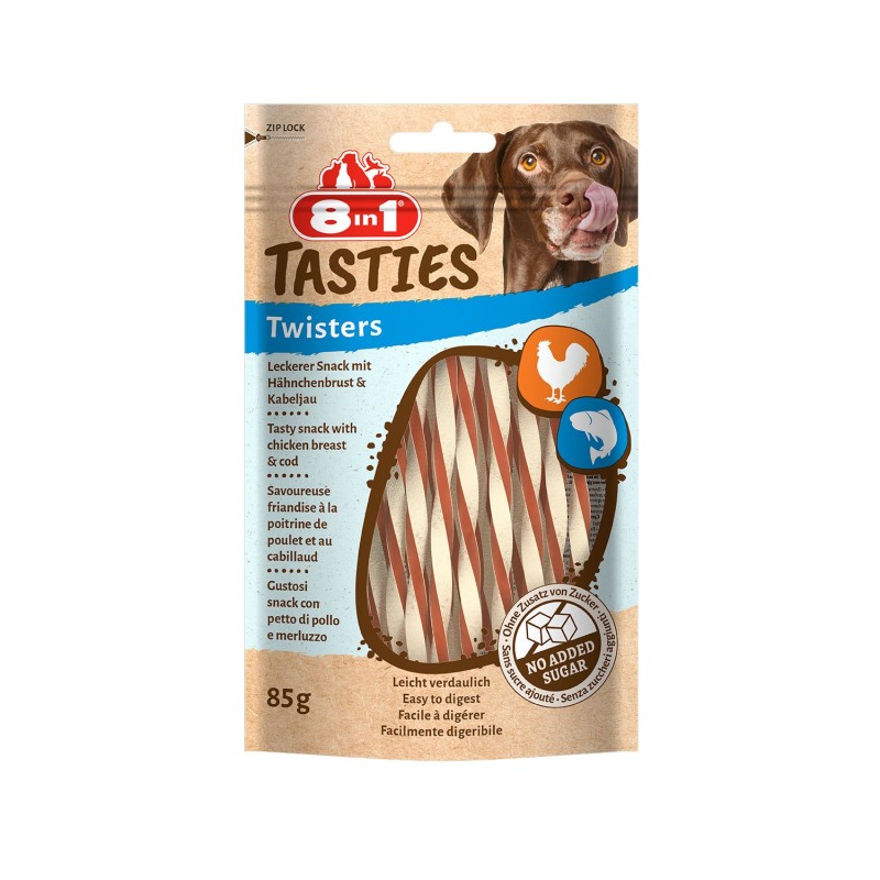 8in1 Tasties Twisters Ricompensa Bastoncino Arrotolato Di Pollo E Merluzzo Per Cani