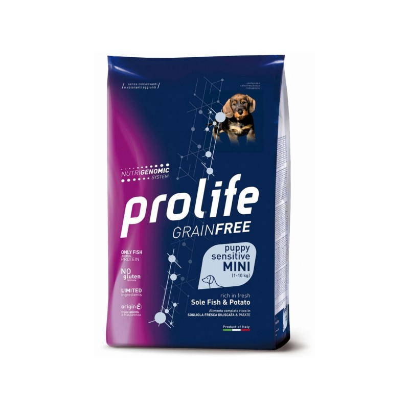 Prolife Grain Free Puppy Sensitive Sole Fish & Potato Mini Crocchette Di Sogliola E Patate Per Cuccioli Di Taglia Piccola