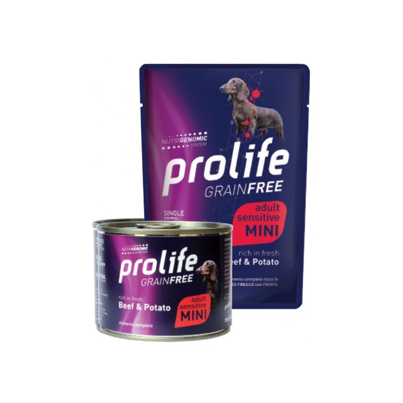 Prolife Grain Free Adult Sensitive Beef & Potato Mini Bocconcini Di Manzo E Patate Per Cani Adulti Di Taglia Piccola
