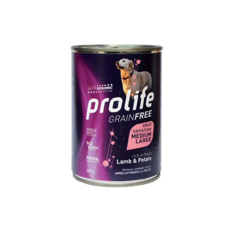 Prolife Grain Free Adult Sensitive Lamb & Potato Medium/Large Bocconcini Di Agnello E Patate Per Cani Adulti 400g