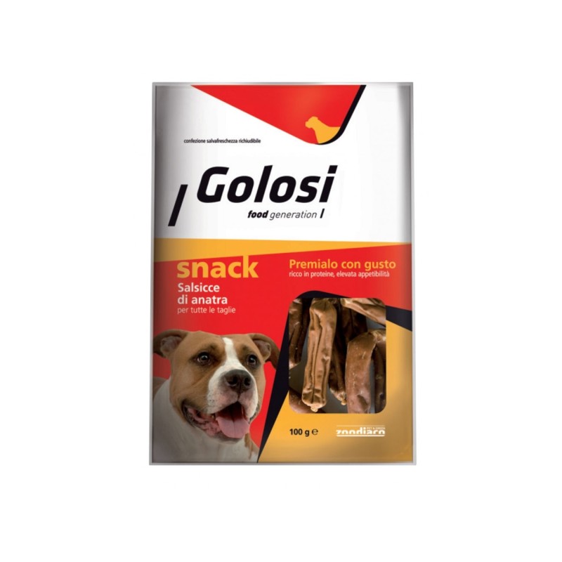 Golosi Dog Snack Di Salsicce Con Anatra Per Cani Di Tutte Le Taglie 100g