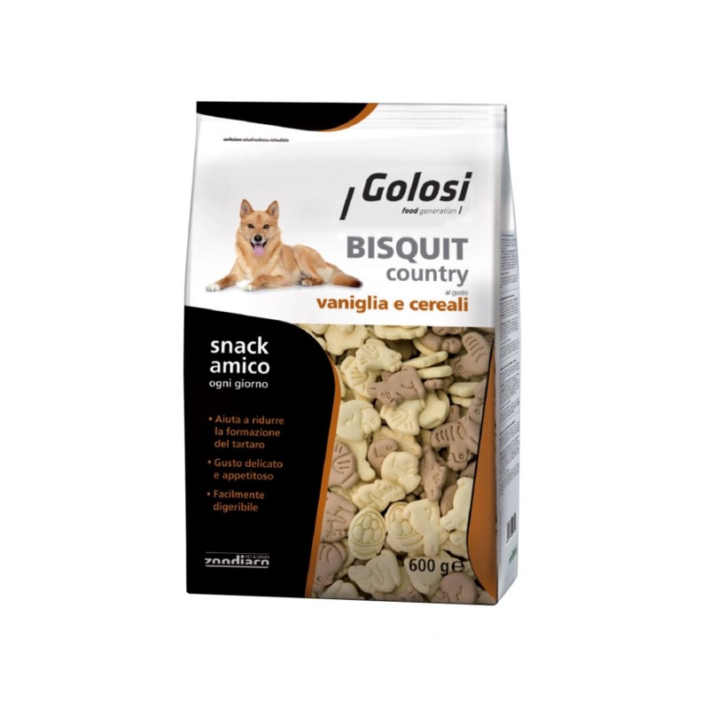 Golosi Bisquit COUNTRY Vaniglia E Cereali Biscotti Multiforme Contro L'Alitosi Per Cani 600g