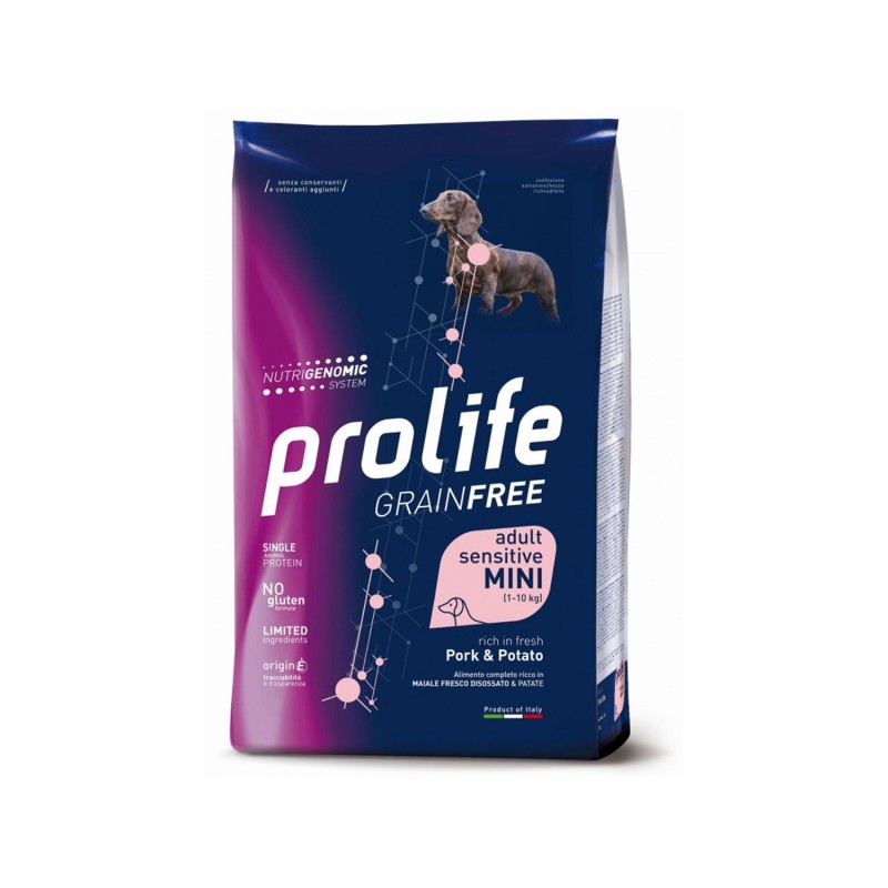 Prolife Grain Free Adult Sensitive Pork & Potato Mini Crocchette Di Maiale E Patate Per Cani Adulti Di Taglia Piccola