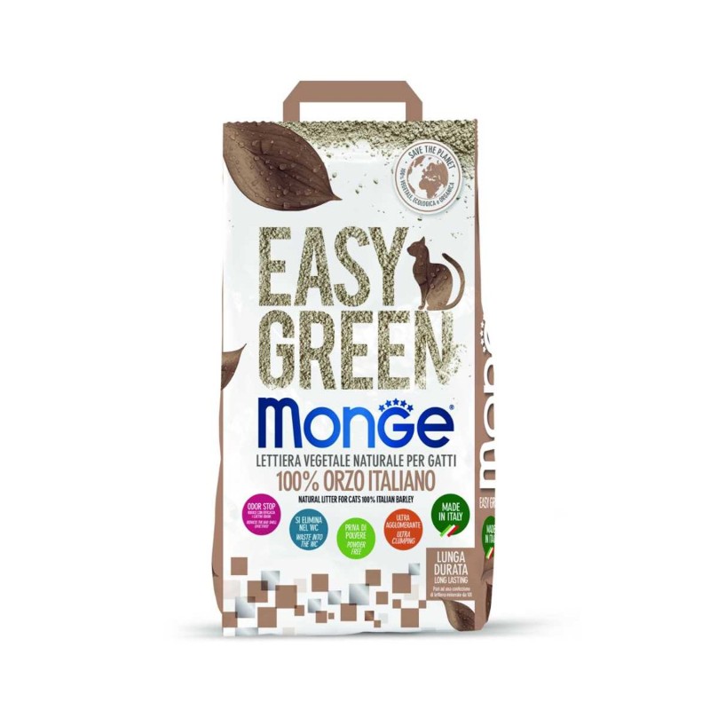 Monge Easy Green 100% Orzo Italiano Lettiera Vegetale Naturale Per Gatti 10 Lt