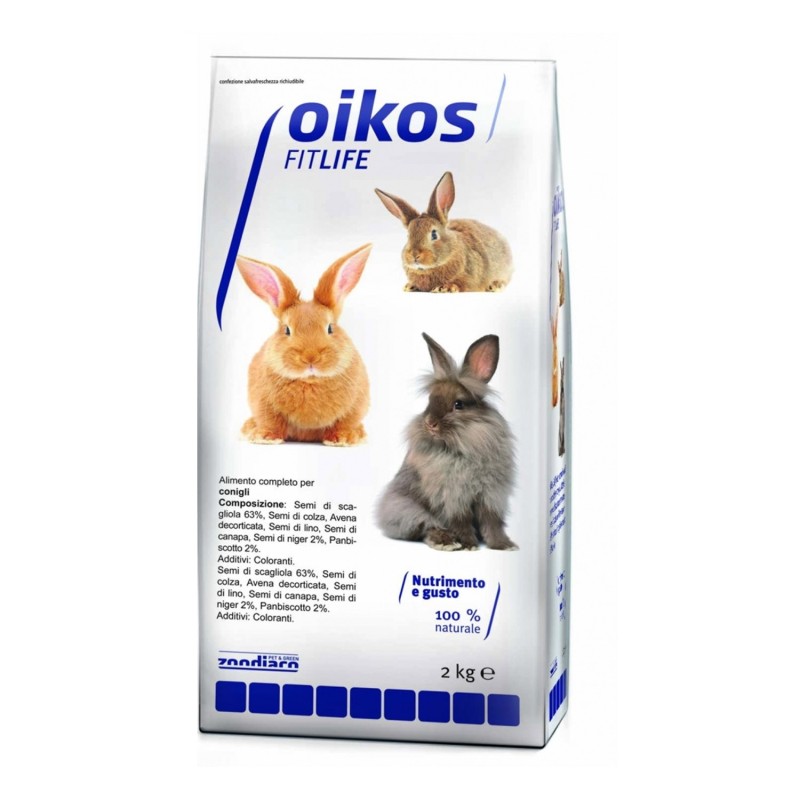Oikos FitLife Mix Conigli Alimento Completo Per Conigli Con Frutta E Verdura 2kg