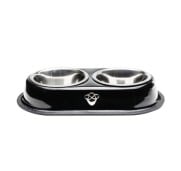 AqpetFriends Doppia Ciotola In Acciaio Inox Con Supporto Black Antiscivolo
