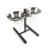 AqpetFriends Upper Doppia Ciotola In Acciaio Inox Con Supporto Regolabile Ad H