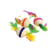 AqpetFriends Cat Toy Pallina In Sisal Con Piume E Sonaglio