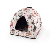 LeoPet Cleo Cuccia A Forma Di Piramide Pieghevole Con Decorazione Natalizia Assortita E Cuscino Estraibile Per Cani 40x40x40cm