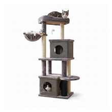 AqpetFriends London Tiragraffi Trespolo per Gatti 125 cm – Tiragraffi con Cucce, Amaca e Sisal