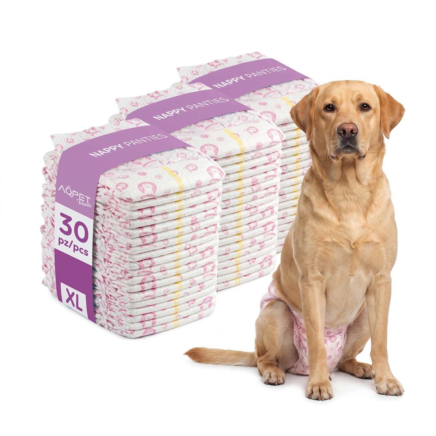 AqpetFriends Nappy Panties Pannolini Assorbenti a Mutandina per Cani 30 pz