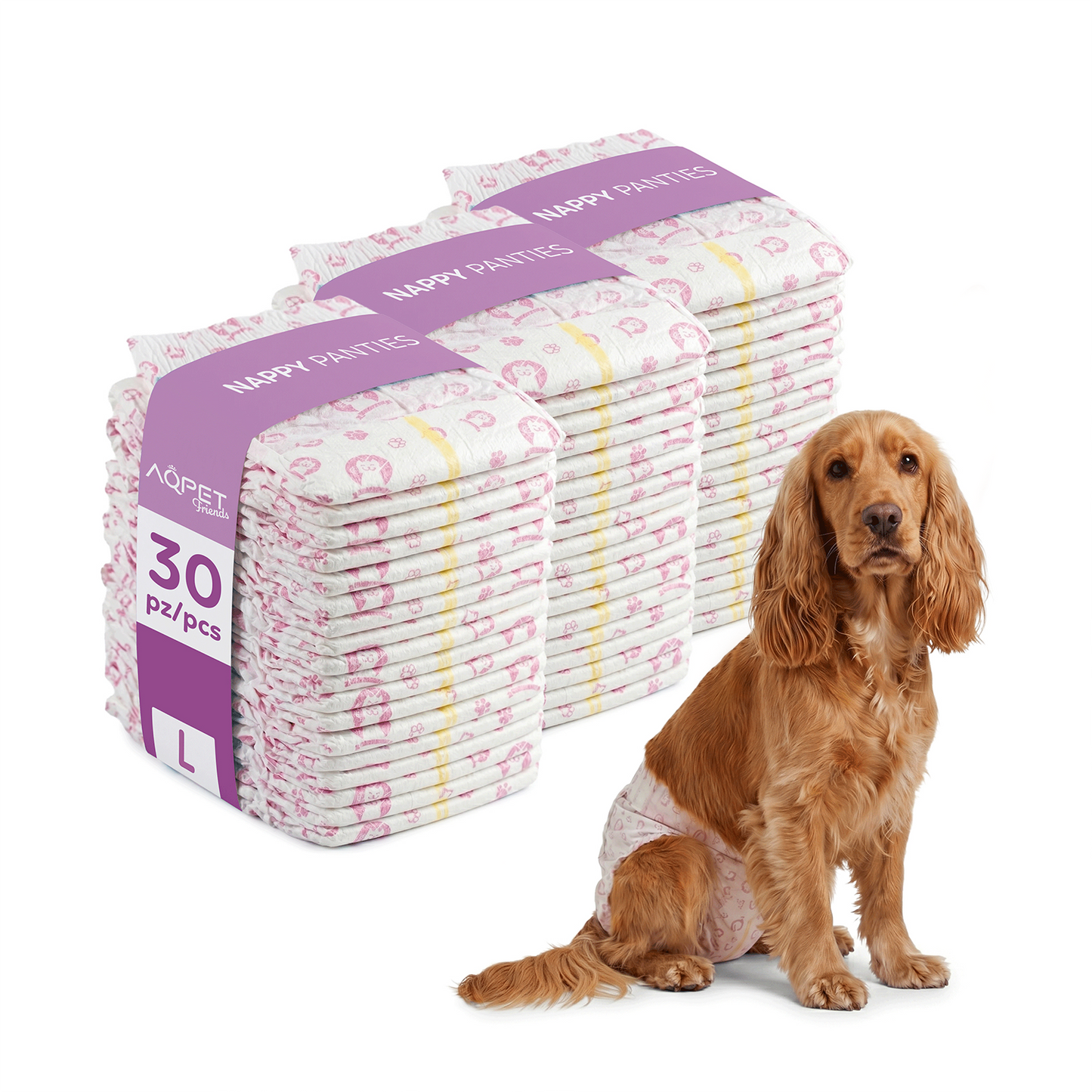 AqpetFriends Nappy Panties Pannolini Assorbenti a Mutandina per Cani 30 pz