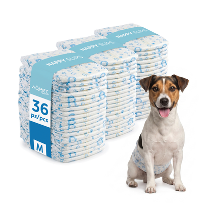 AqpetFriends Nappy Slips Pannolini Assorbenti a Fascia per Cani Maschi 36 Pz