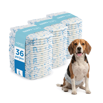 AqpetFriends Nappy Slips Pannolini Assorbenti a Fascia per Cani Maschi 36 Pz