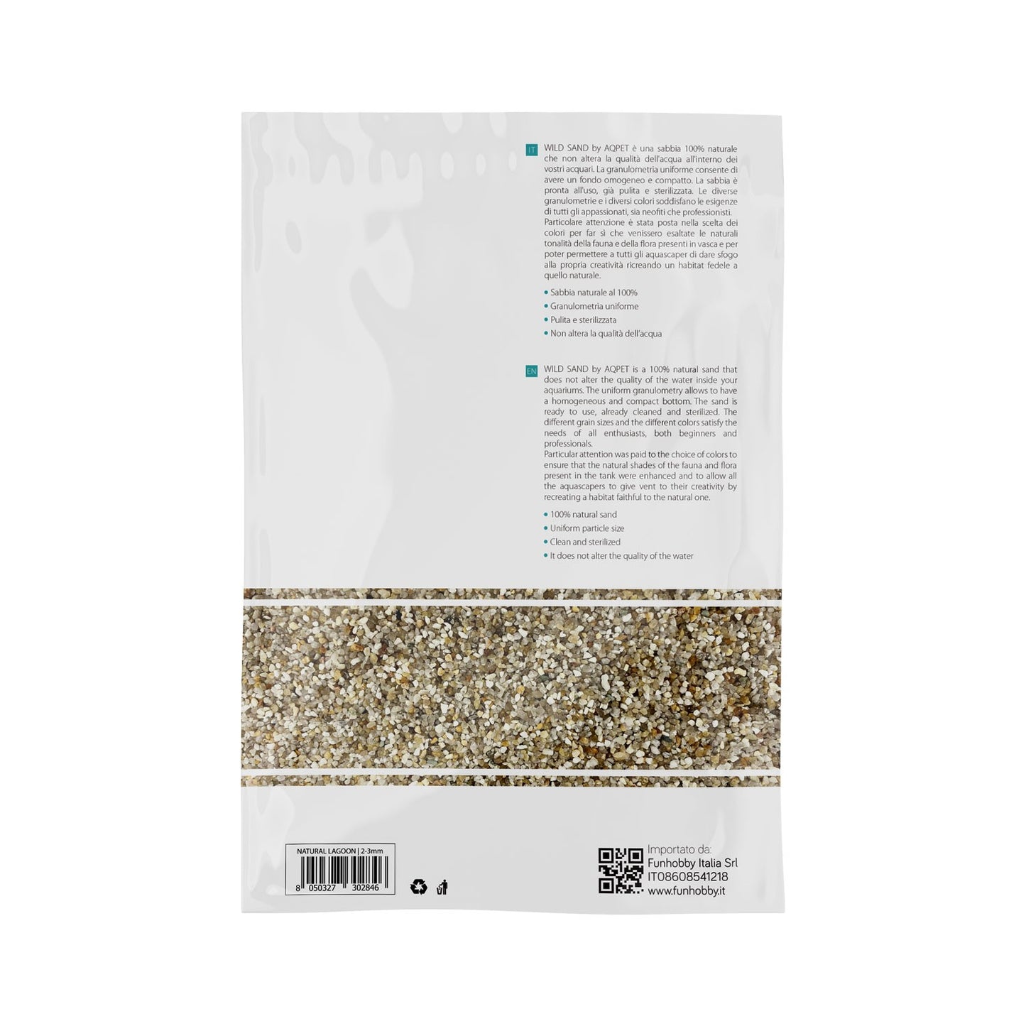 Aqpet Wild Sand Sabbia Naturale Per Acquari D'Acqua Dolce