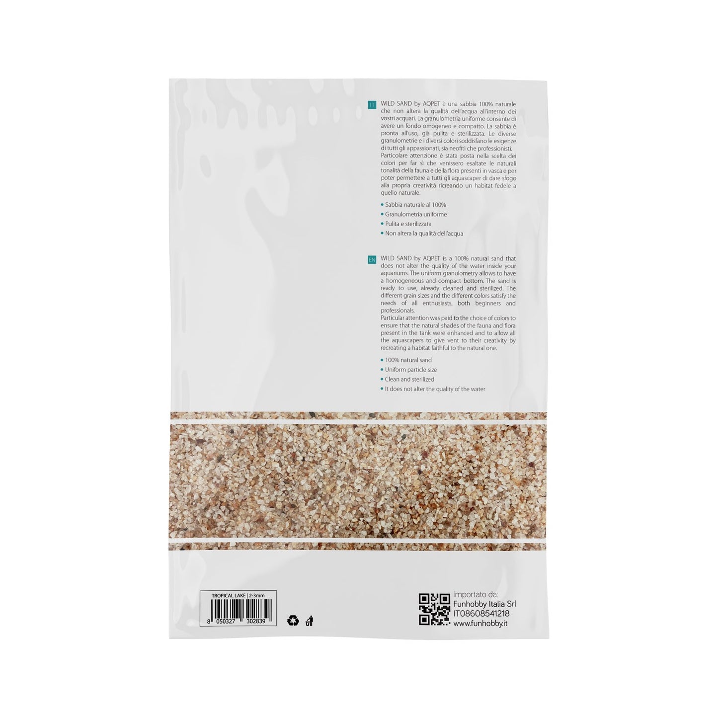 Aqpet Wild Sand Sabbia Naturale Per Acquari D'Acqua Dolce