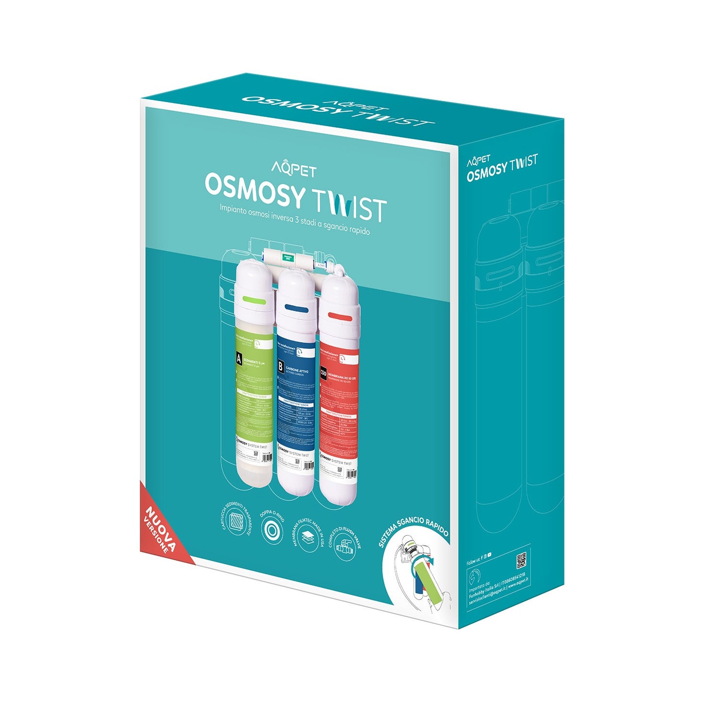 Aqpet Osmosy Twist Impianto Osmosi Sgancio Rapido 3 Stadi