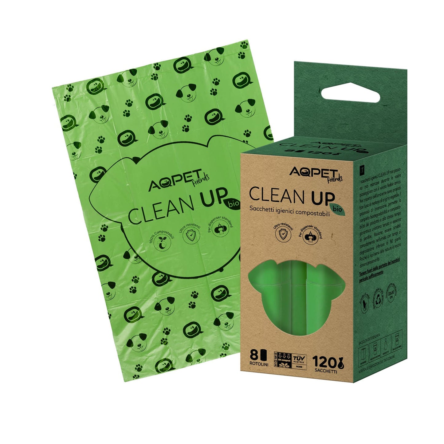 AqpetFriends CleanUp Bio Sacchetti Igienici Compostabili Per Cani
