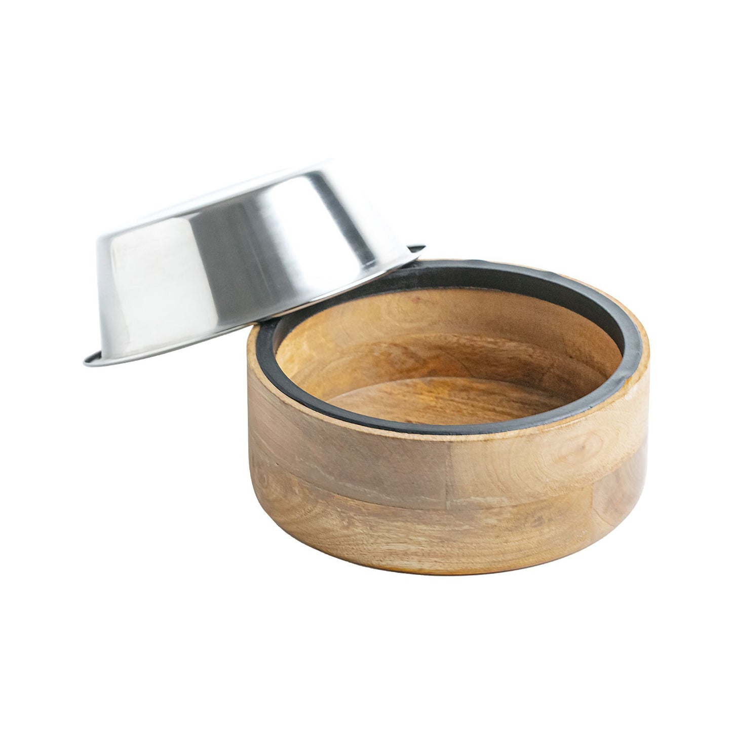 AqpetFriends Ciotola Nature In Acciaio Inox Con Supporto In Legno
