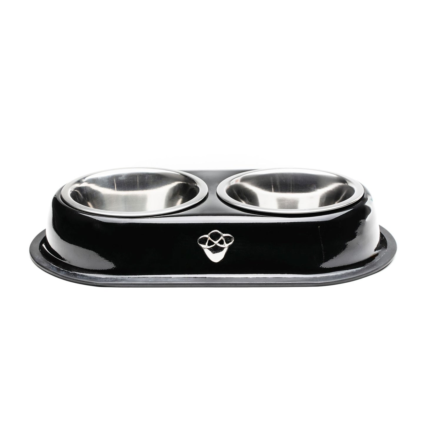 AqpetFriends Doppia Ciotola In Acciaio Inox Con Supporto Black Antiscivolo