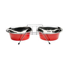 AqpetFriends Doppia Ciotola Red In Acciaio Inox Con Supporto Antiscivolo