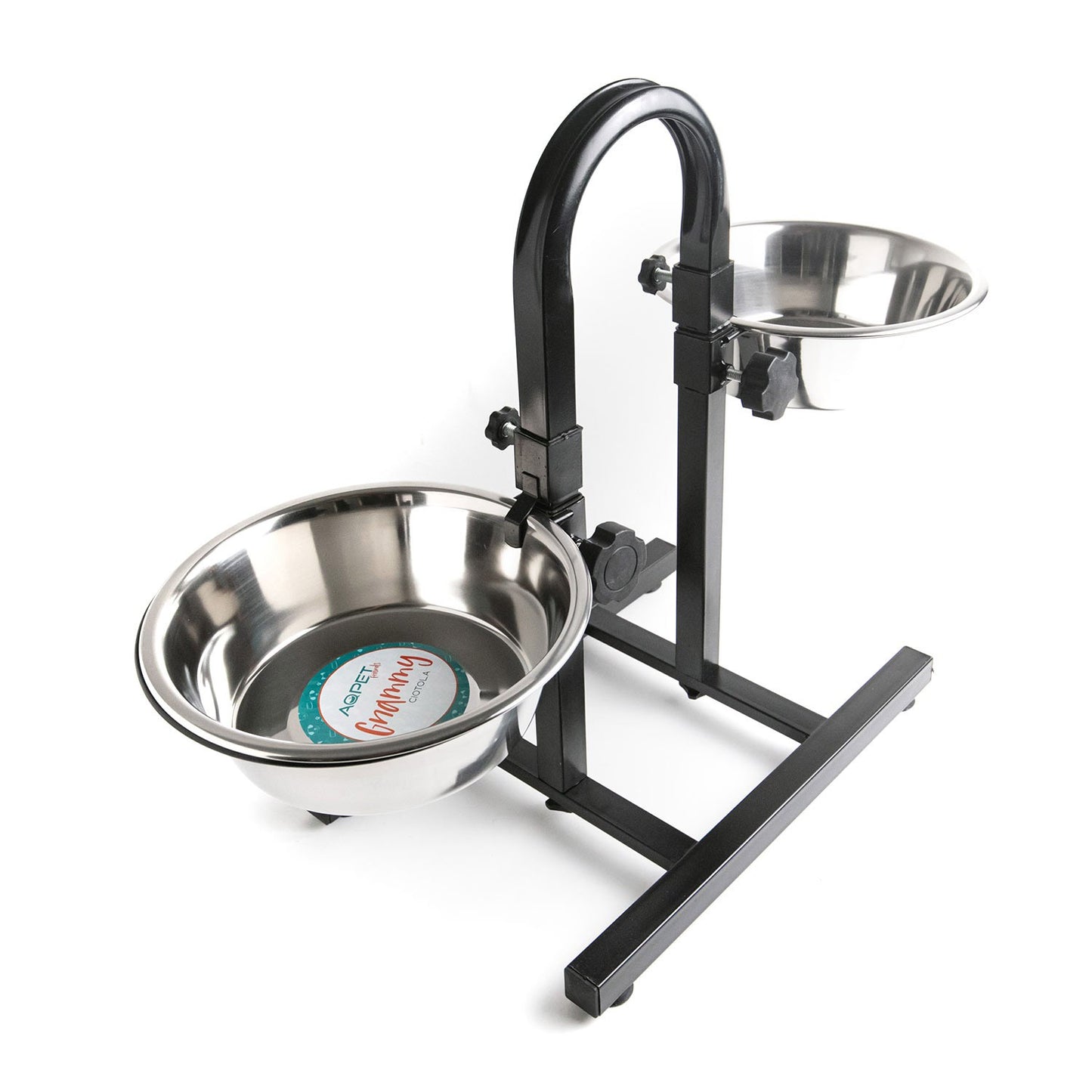 AqpetFriends Upper Pro Doppia Ciotola In Acciaio Inox Con Supporto Regolabile Ad U