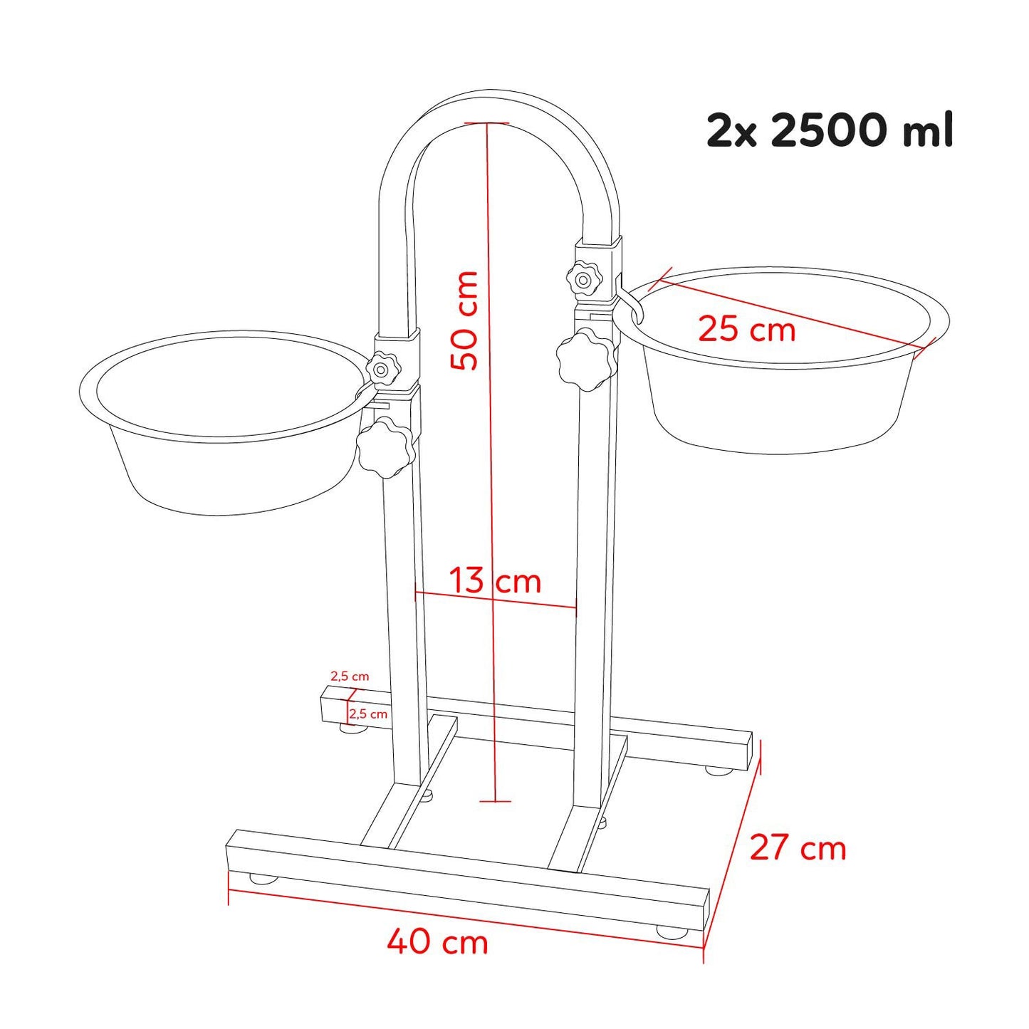 AqpetFriends Upper Pro Doppia Ciotola In Acciaio Inox Con Supporto Regolabile Ad U