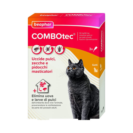 Beaphar COMBOtec Gatto Antiparassitario per la rimozione di pulci zecche e pidocchi