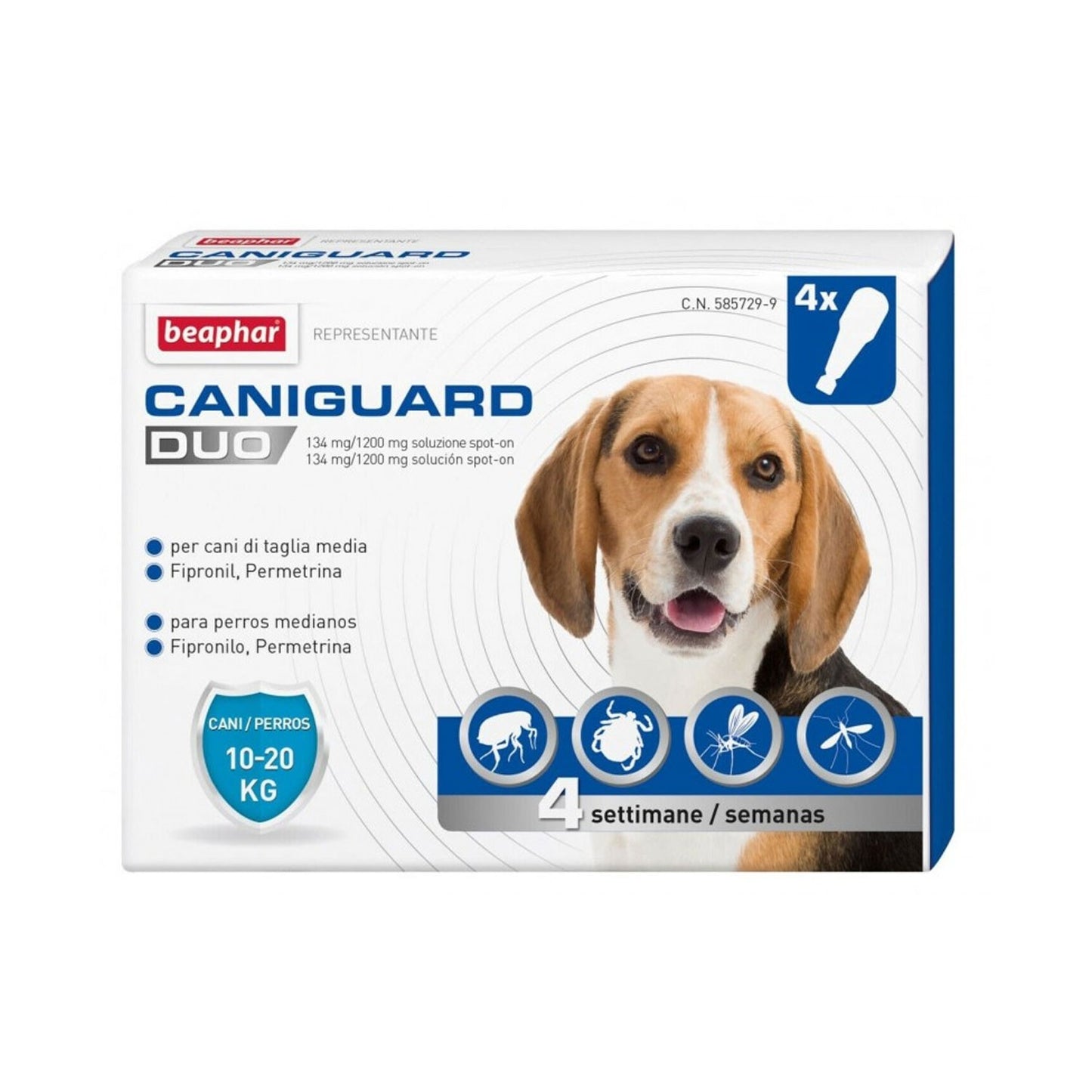 Beaphar CaniGuard Duo Antiparassitario per cani contro Pulci zecche e Zanzare