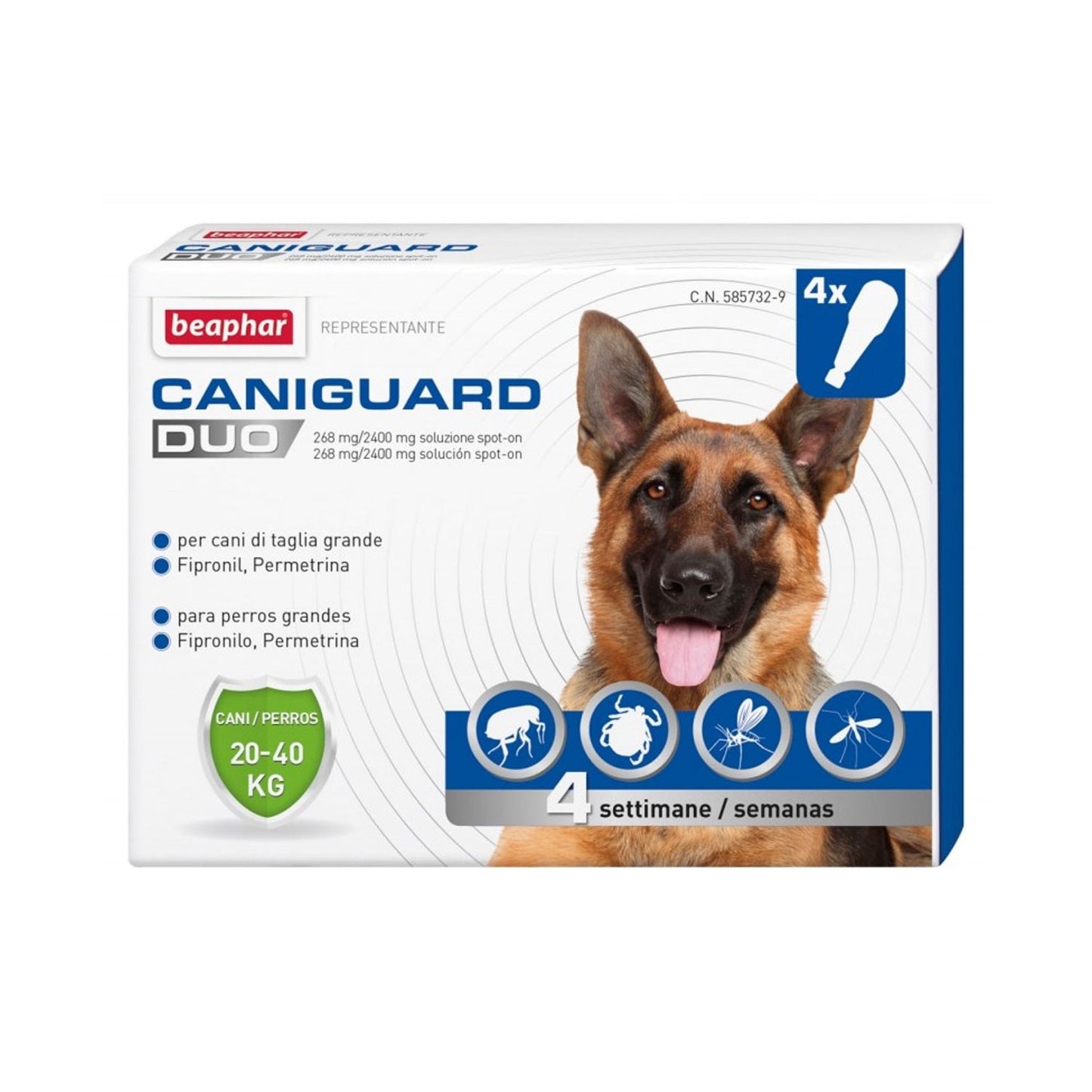 Beaphar CaniGuard Duo Antiparassitario per cani contro Pulci zecche e Zanzare