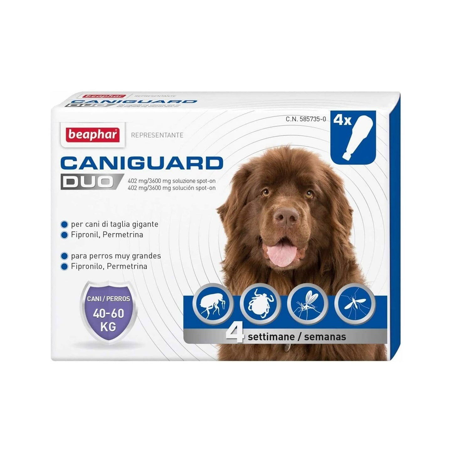 Beaphar CaniGuard Duo Antiparassitario per cani contro Pulci zecche e Zanzare