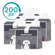 AqpetFriends Nappy Pet Carbo Tappetino Assorbente Con Strisce Adesive Al Carbone Attivo 200 pz (4 confezioni da 50 pezzi)