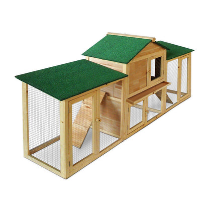 AqpetFriends Rabbith Conigliera in Legno 204x45x84 cm – Spaziosa, Resistente e da Esterno