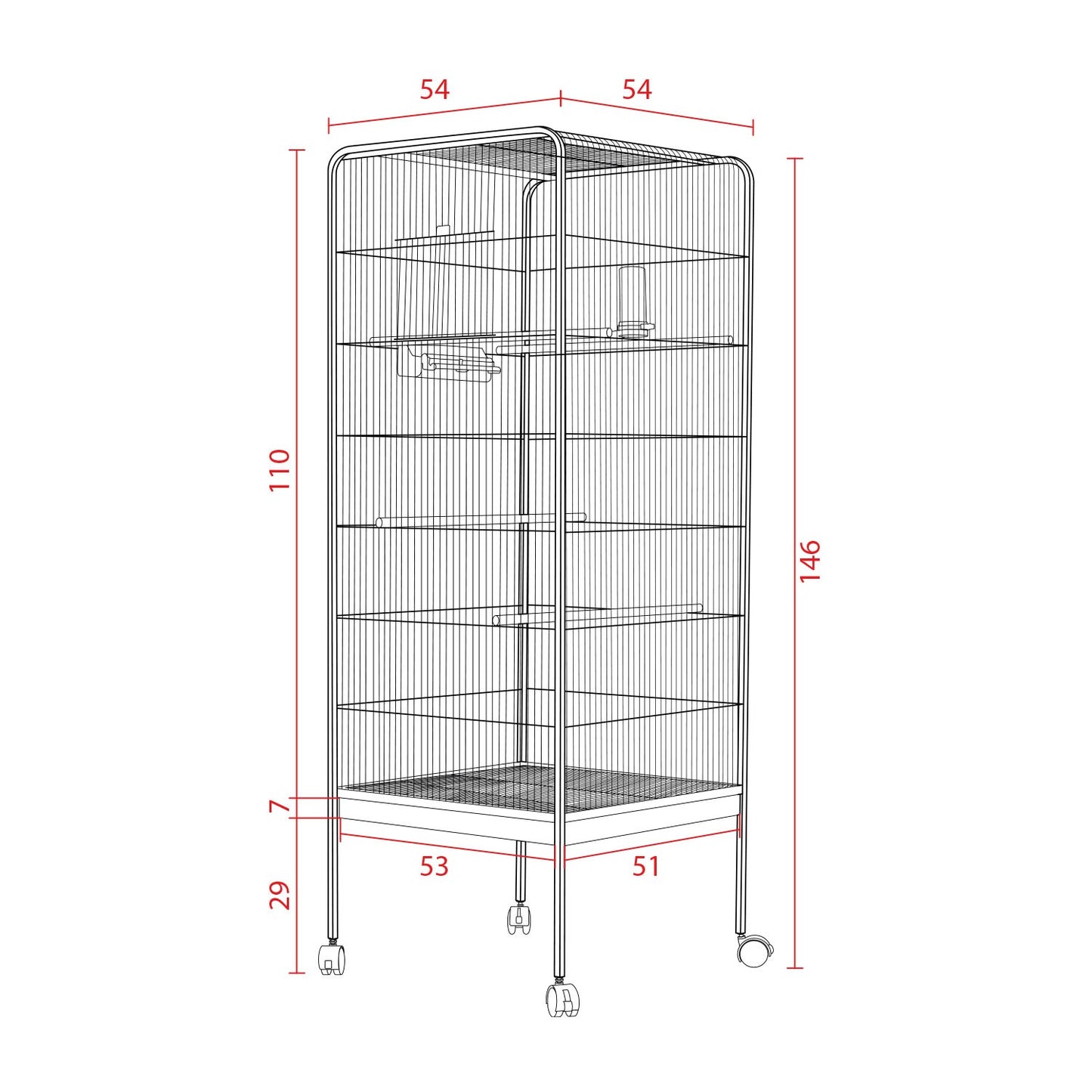 AqpetFriends Birdcage Voliera Completa Per Uccelli Misura 146X54X54 Cm