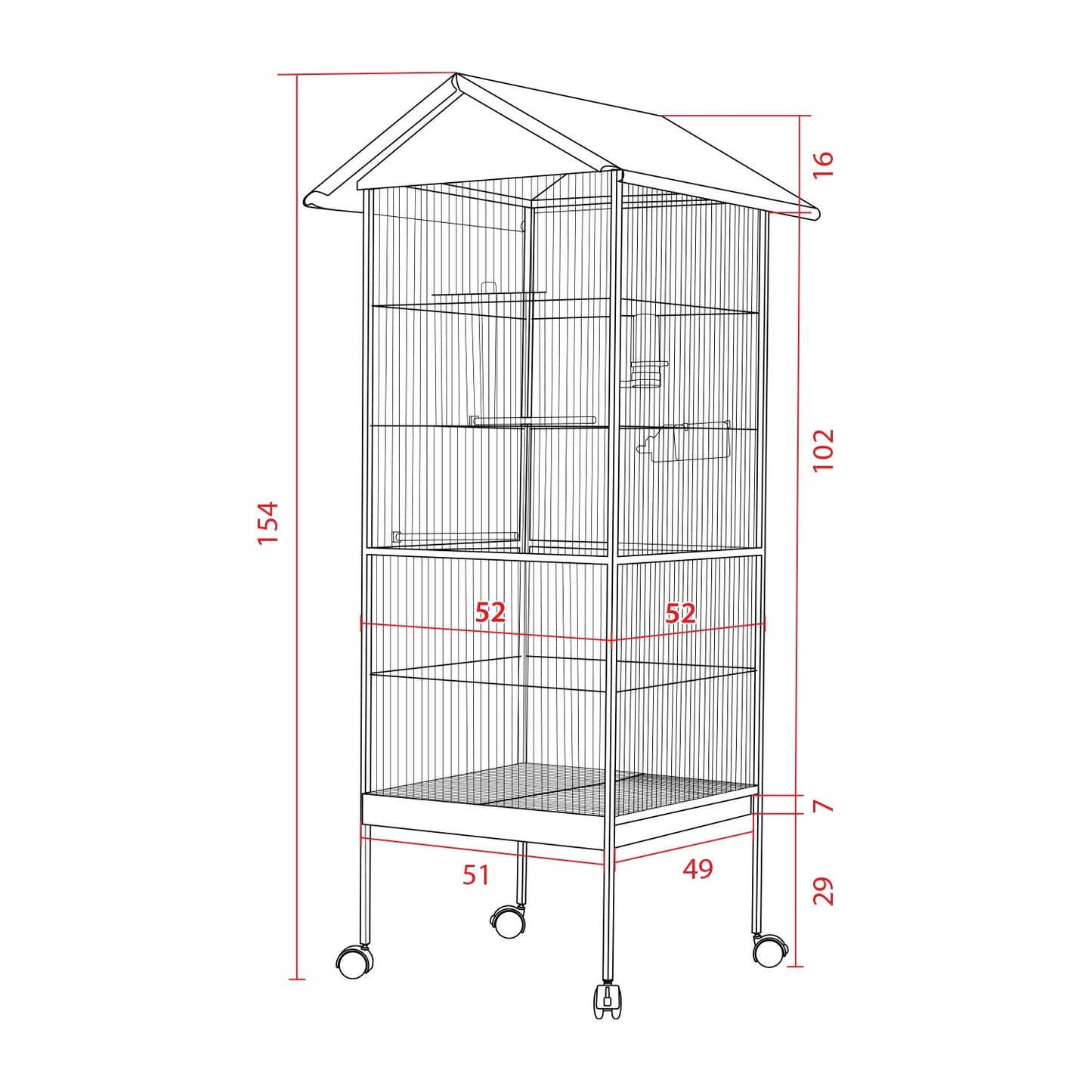 AqpetFriends Birdcage Voliera Completa Per Uccelli Con Tetto Parapioggia Misura 154X52X52 Cm
