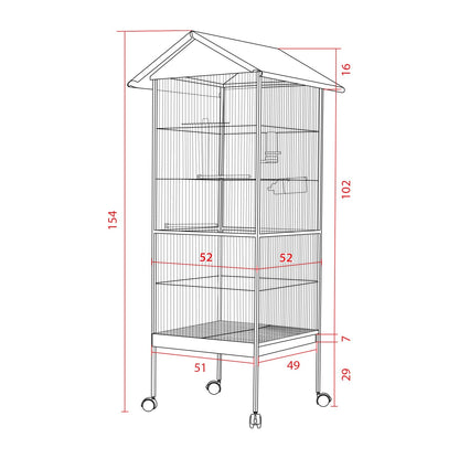 AqpetFriends Birdcage Voliera Completa Per Uccelli Con Tetto Parapioggia Misura 154X52X52 Cm