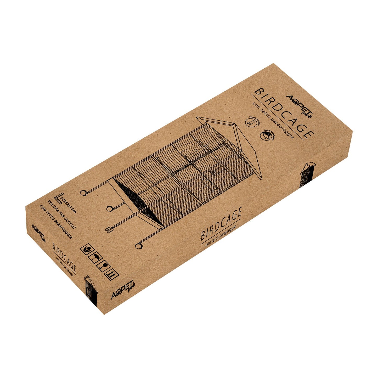 AqpetFriends Birdcage Voliera Completa Per Uccelli Con Tetto Parapioggia Misura 154X52X52 Cm